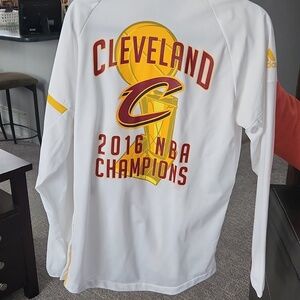 adidas White Cleveland 2016 NBA Champions Jacket with Maroon & Gold Graphics